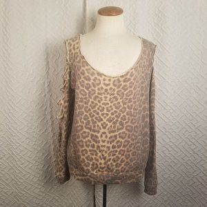 Venus Leopard Sweatshirt with shredded sleeves